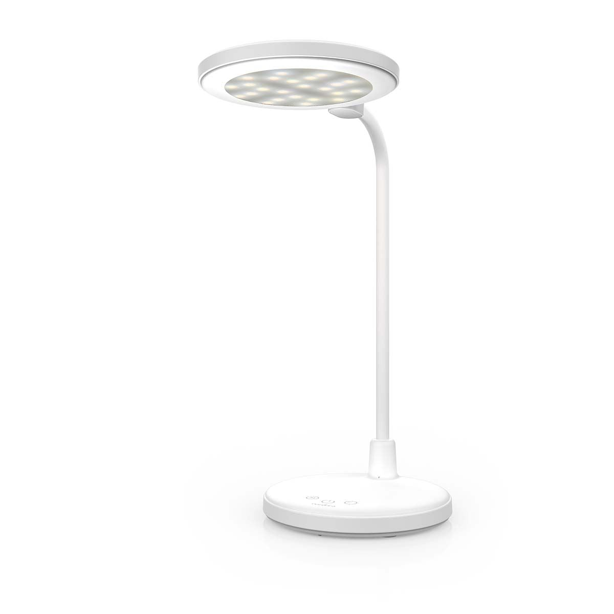 Nedis Rechargeable LED Desk Lamp with Mirror - Touch Dimmable, 3 Light Modes, Flexible Arm, USB-C, Makeup & Reading Light