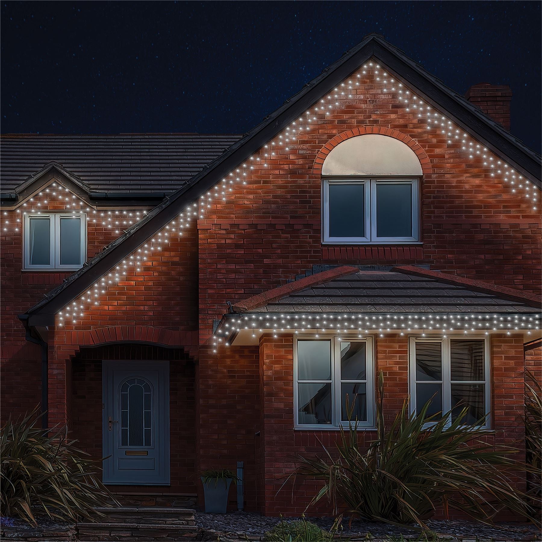 2m Easy-Connect Cool White 60 Icicle Lights Black Rubber With 60/40/20cm Drop