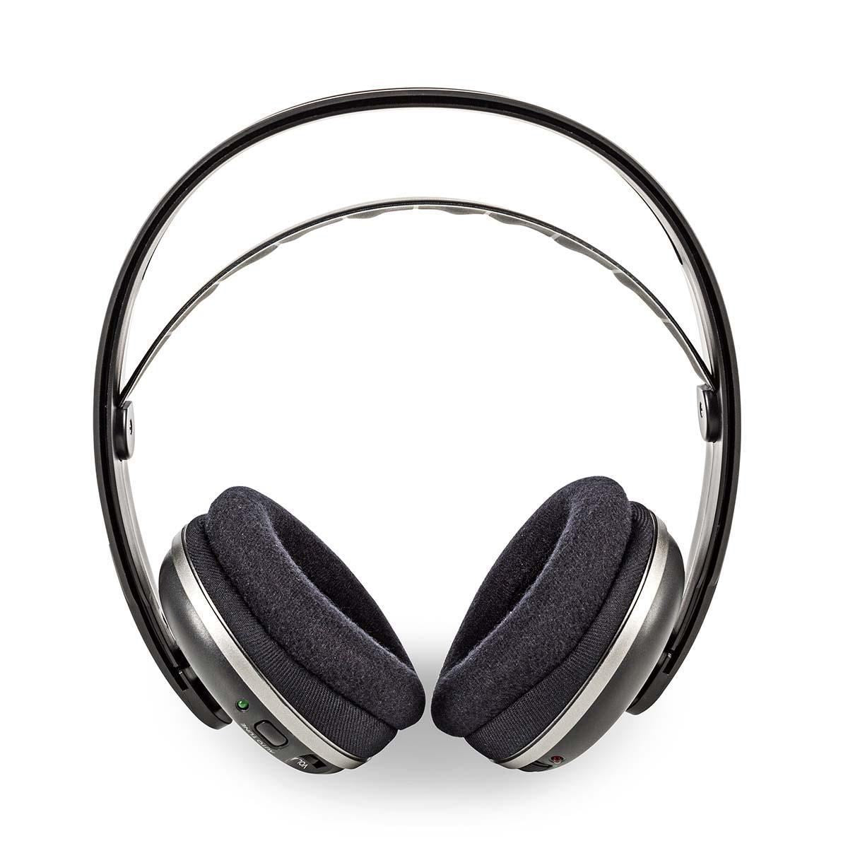 Nedis Wireless TV Headphones | RF, frequency 868 Mhz | Over-Ear | Maximum battery play time: 11 hrs | 100 m | Digital Audio | Charging dock | Black / Silver