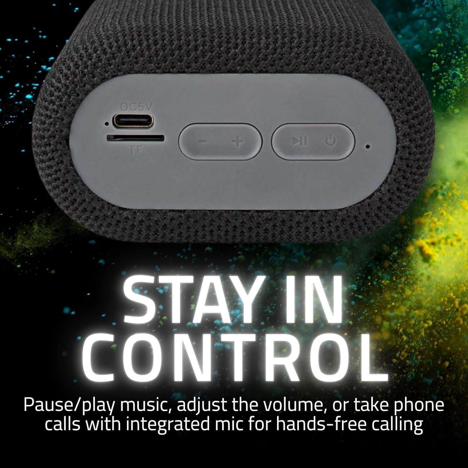 Nedis Portable Bluetooth Speaker, 7W Wireless Speaker with TWS, Carry Loop, MicroSD Playback, Crisp Sound & Bass, Built-In Mic, Compact Design, Bluetooth 5.3, USB-C Charging � Black