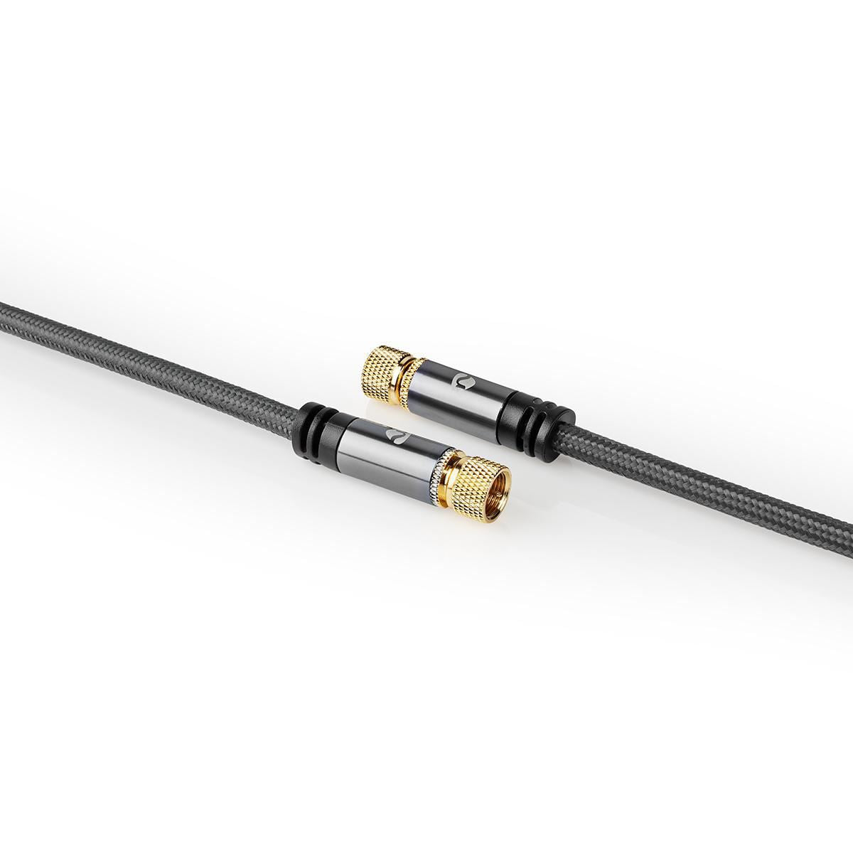 Nedis Satellite & Antenna Cable | F Male | F Male | Gold Plated | 75 Ohm | Quad Shielded | 5.00 m | Round | Cotton | Grey / Gun Metal Grey | Cover Window Box
