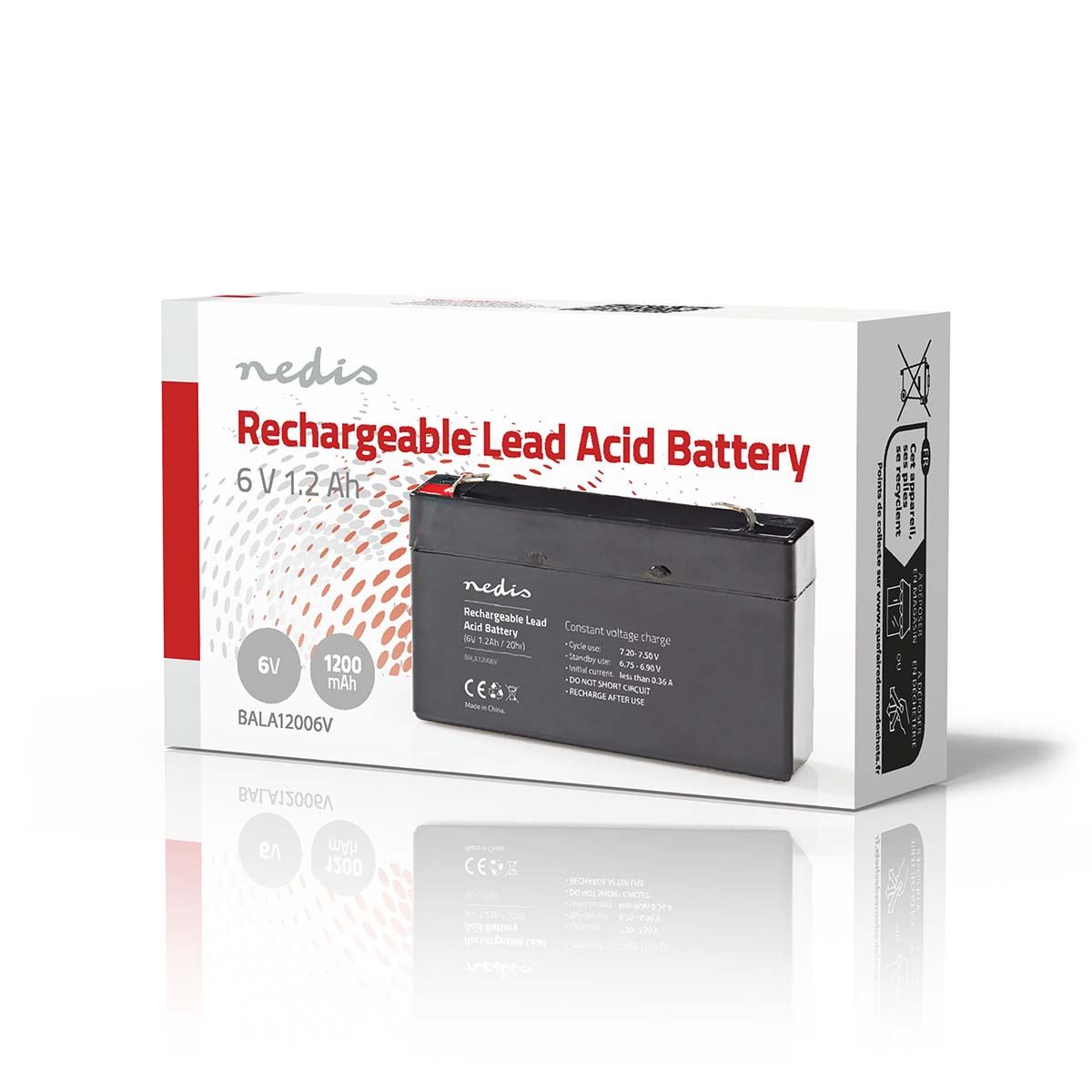 Nedis Battery | Lead-Acid | Rechargeable | 6 V | 1200 mAh