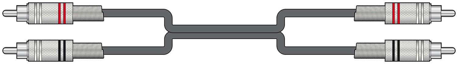 Citronic 3m Classic Audio Leads 2 x RCA Male Plugs - 2 x RCA Male Plugs