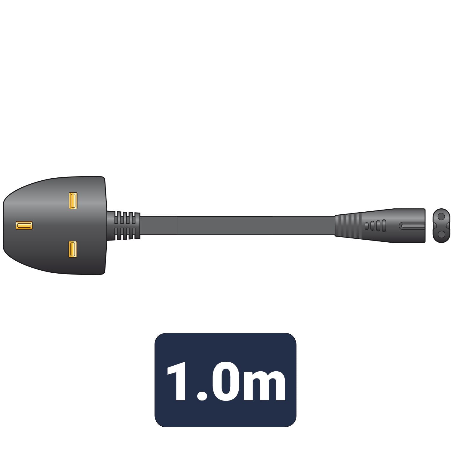 Mercury Power Cable | UK Male | IEC-320-C7 | Straight | Nickel Plated | 1.00 m | Round | PVC | Black