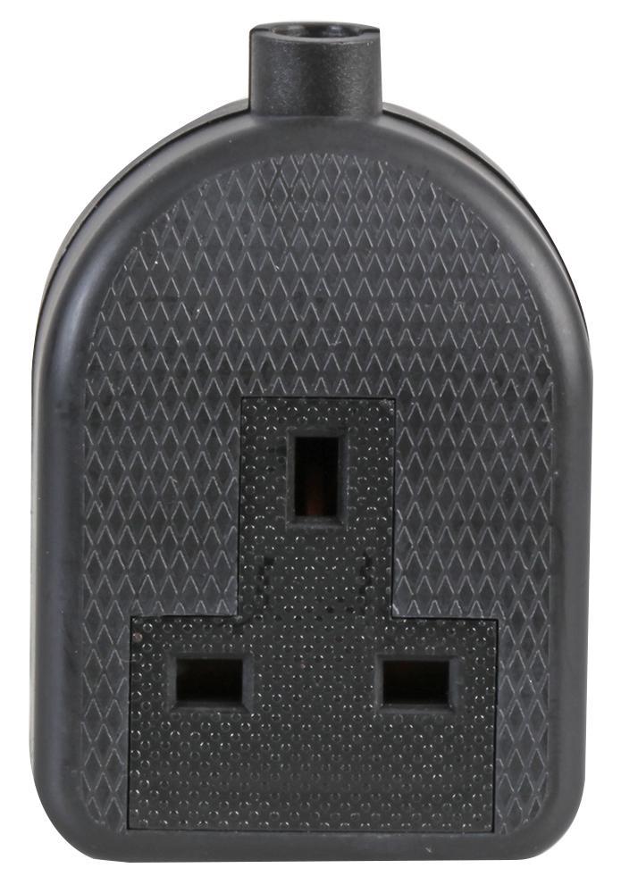 1 Gang High Impact Trailing Mains Powet Extension Socket, 13A - Black