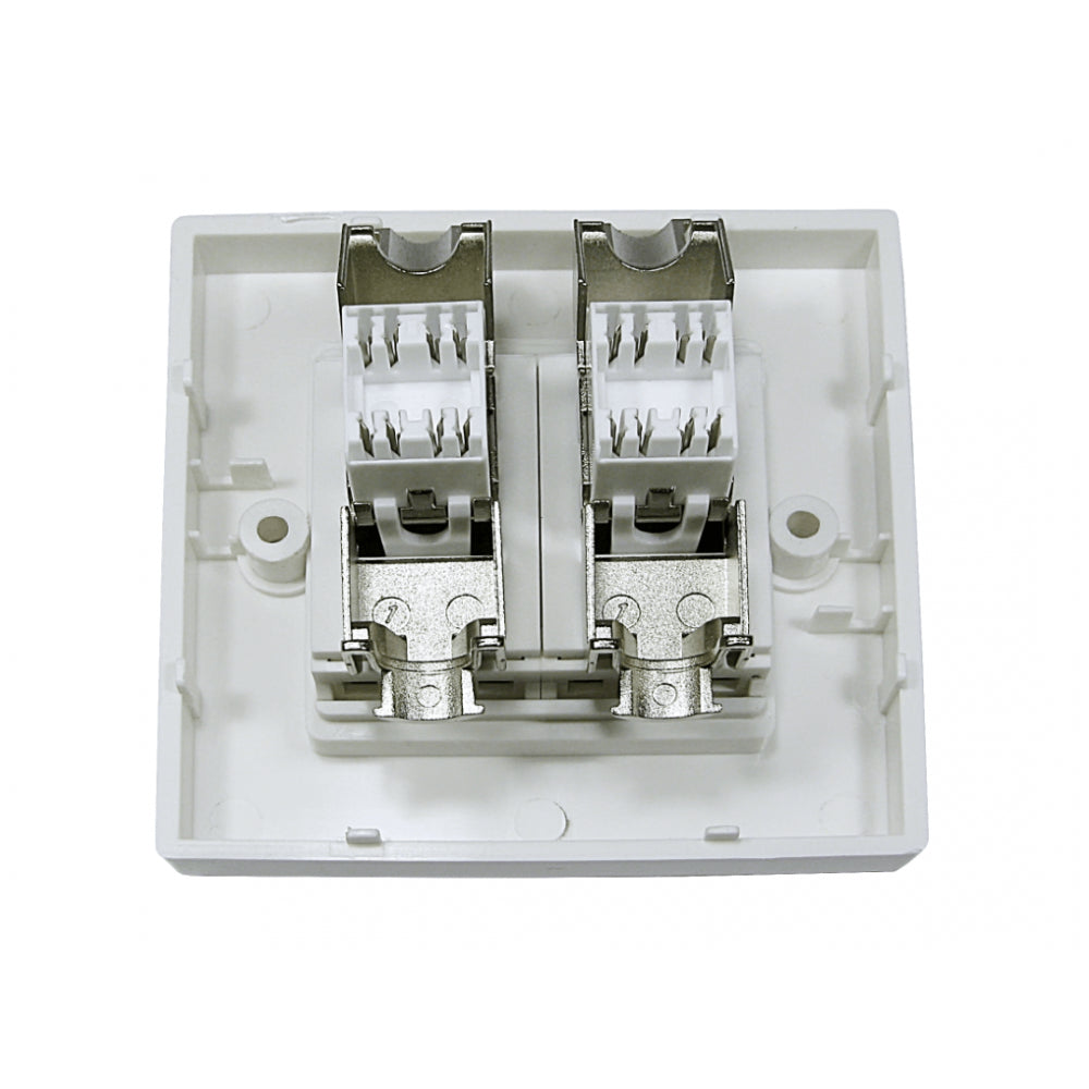 Ex-Pro 2 Port Cat6a RJ45 Shielded Face Plate Wall Socket Single Gang - Tool-less
