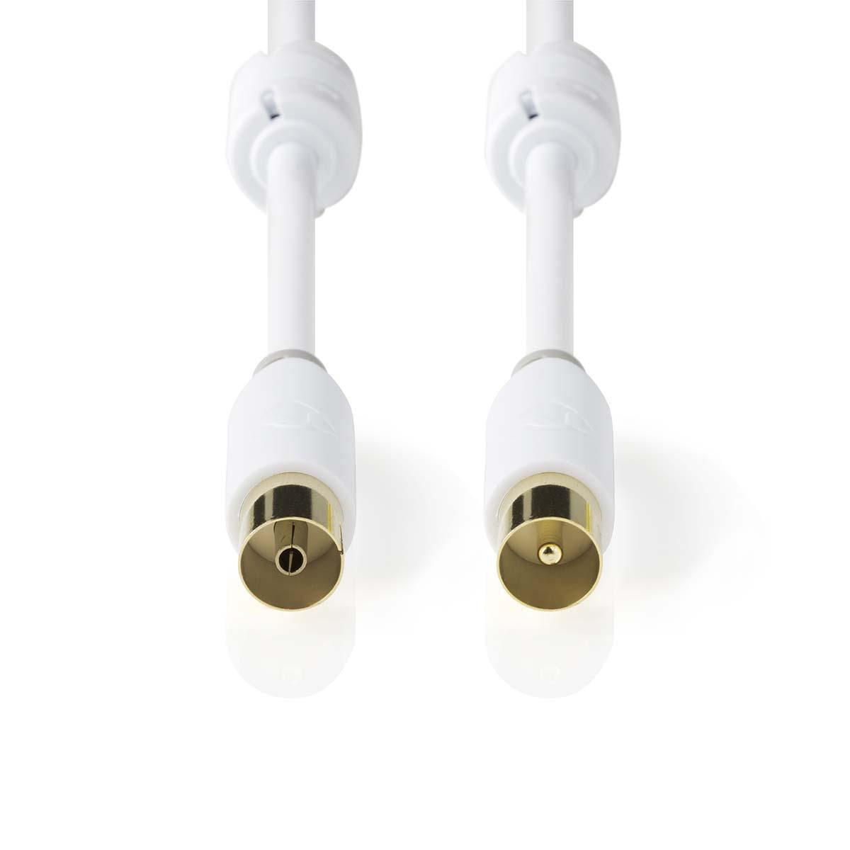 Nedis Coax Cable | IEC (Coax) Male | IEC (Coax) Female | Gold Plated | 100 dB | 75 Ohm | Double Shielded | 5.00 m | Round | PVC | White | Box
