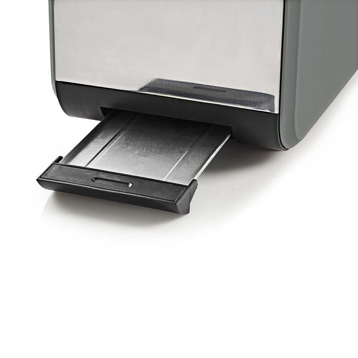 Nedis Soft Touch Toaster with 2 Wide Slots for Toast, Bagels or Muffins, 6 Toasting Settings, Reheat, Defrost and Cancel Functions, Grey