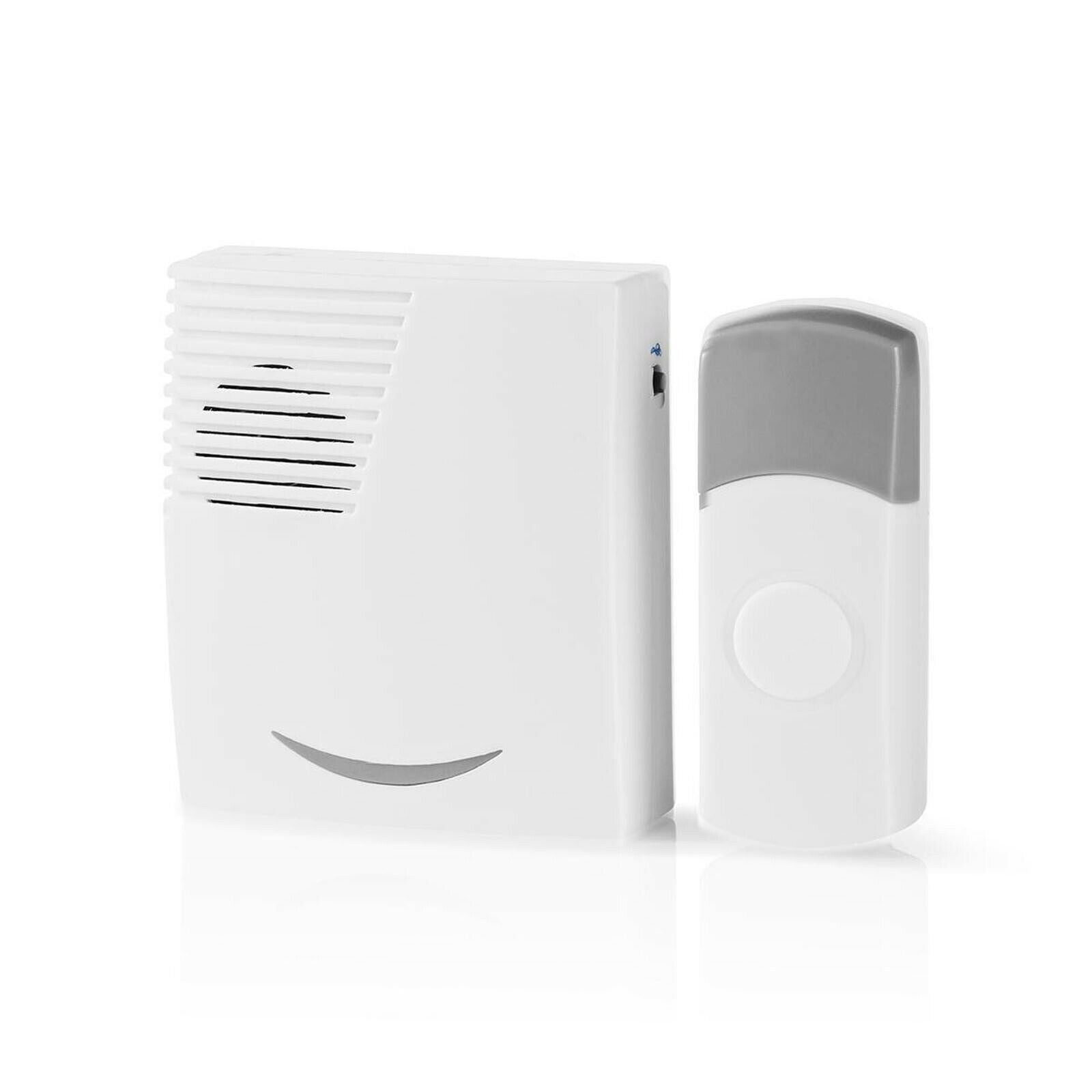 Nedis Wireless Doorbell, Battery Powered Cordless Door Chime Kit with 100m Range, 36 Chimes, LED and 80dB Volume - White