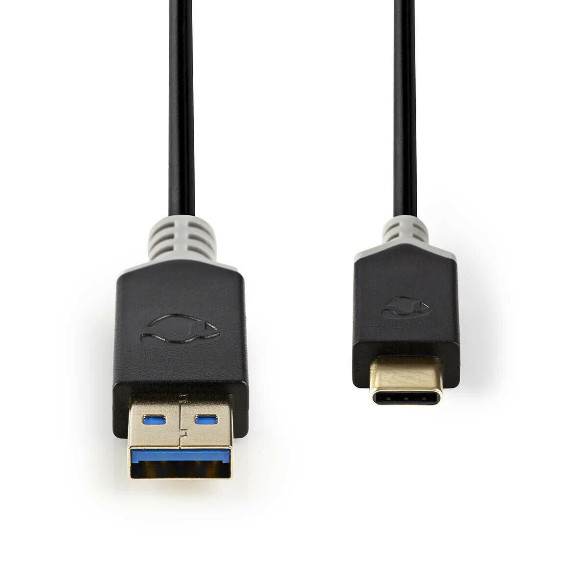 Nedis USB Cable | USB 3.2 Gen 1 | USB-A Male | USB-C™ Male | 60 W | 5 Gbps | Gold Plated | 1.00 m | Round | PVC | Anthracite | Window Box