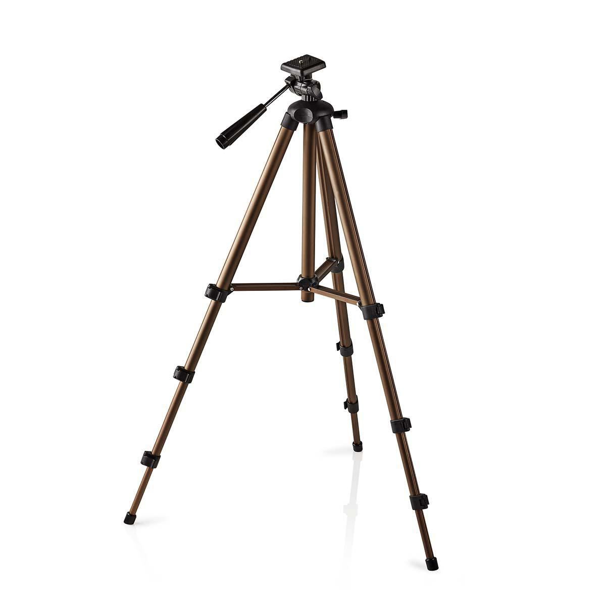 Nedis Tripod | Maximum load capacity: 2.0 kg | Minimum working height: 40.5 cm | Maximum working height: 128.0 cm | 4 Segments | Pan | Travel bag included | ABS / Aluminium | Black / Bronze