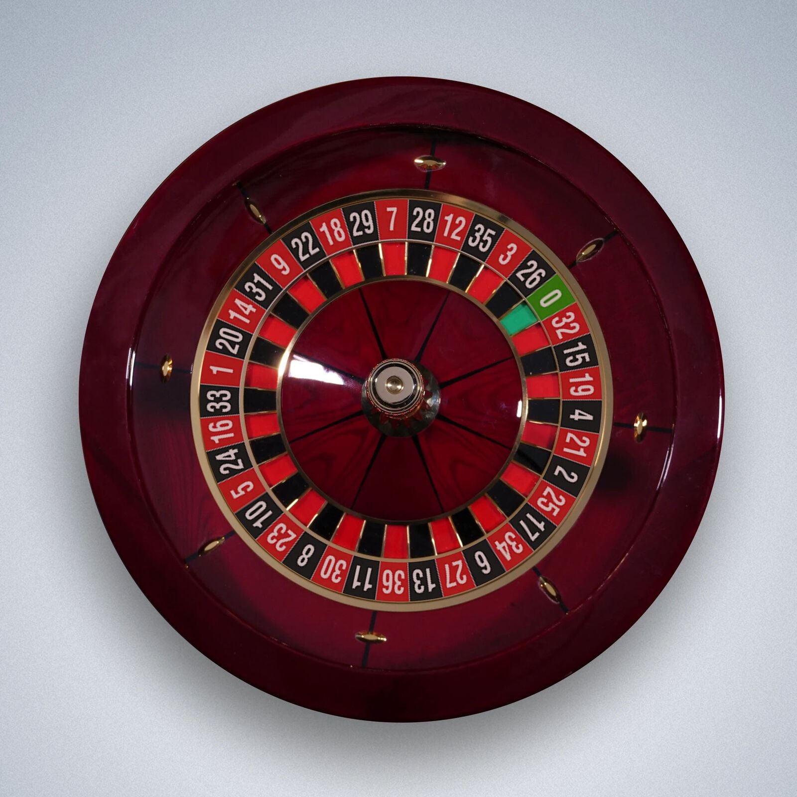 The Man Cave Project Full Size Luxury 32" Casino Roulette Wheel, Dark Wood and Gold Finish with Spinning Handle and 2 Balls