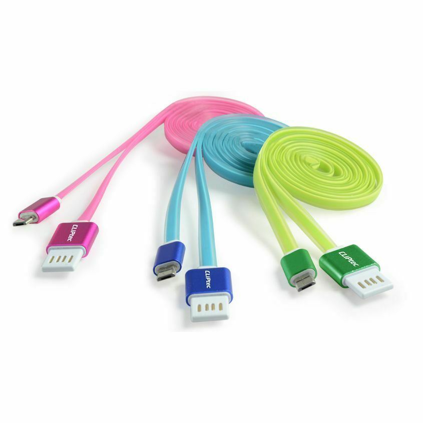 Cliptec USB Cable | USB 2.0 | USB-A Male | USB Micro-B Male | 480 Mbps | Nickel Plated | 1.00 m | Flat | PVC | Green