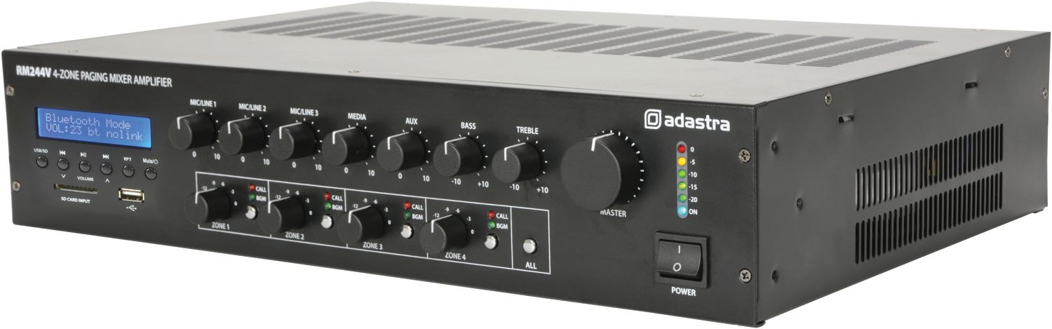 Adastra RM244V 4-Zone Paging 100V Mixer Amplifier with Bluetooth