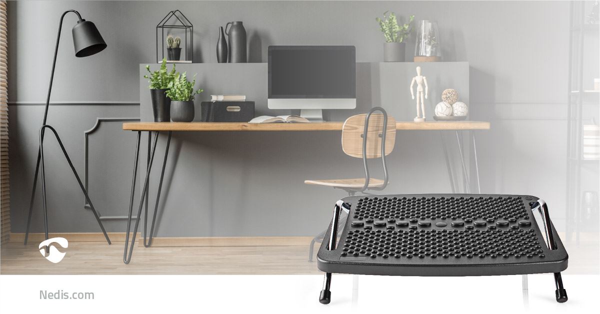 Nedis Feet Rest | Adjustable Angle | Black | Metal / Plastic