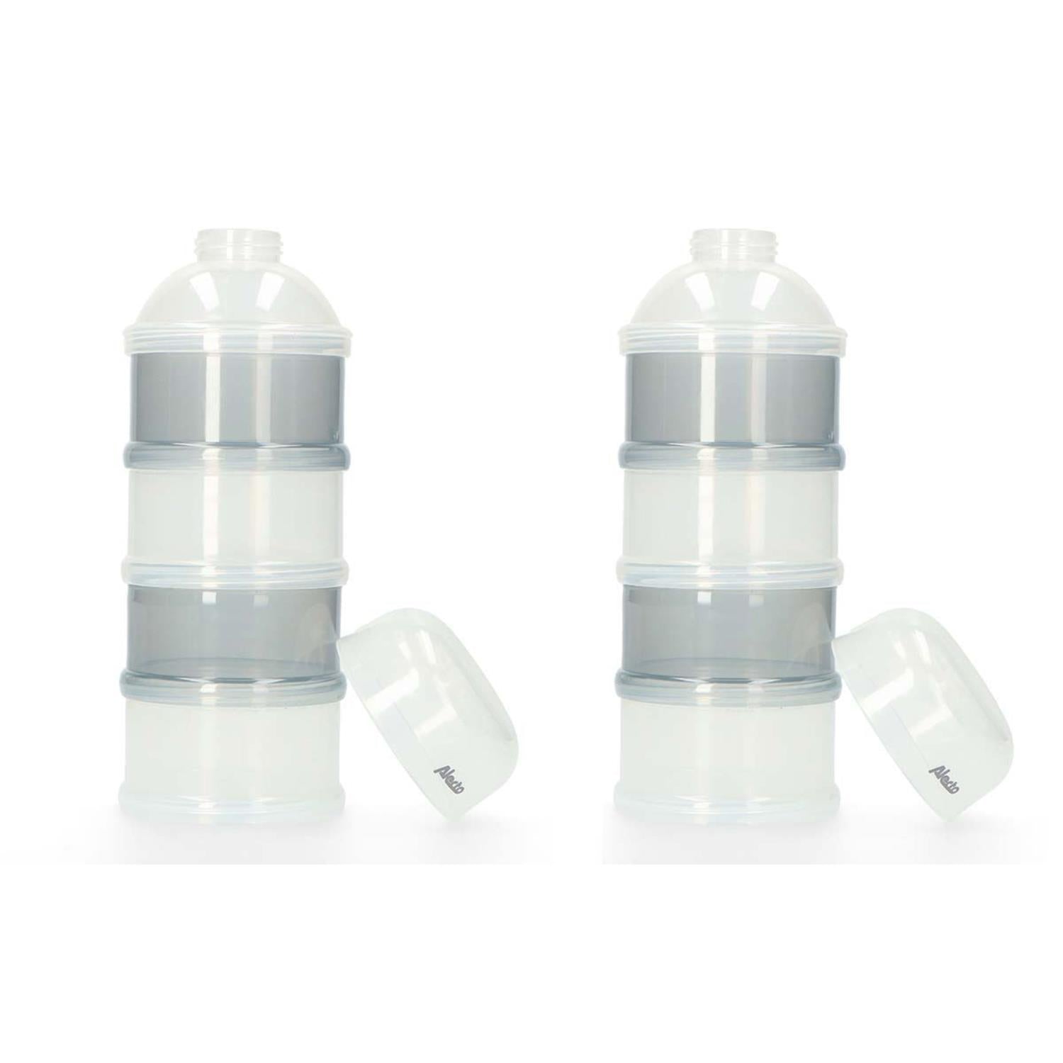 Alecto 2x Portable Infant Baby Powder Milk Dispenser, BPA Free Stackable Boxes, 4 Layers Fomula/Cereal/Food/Fruit/Snack Containers 800ml
