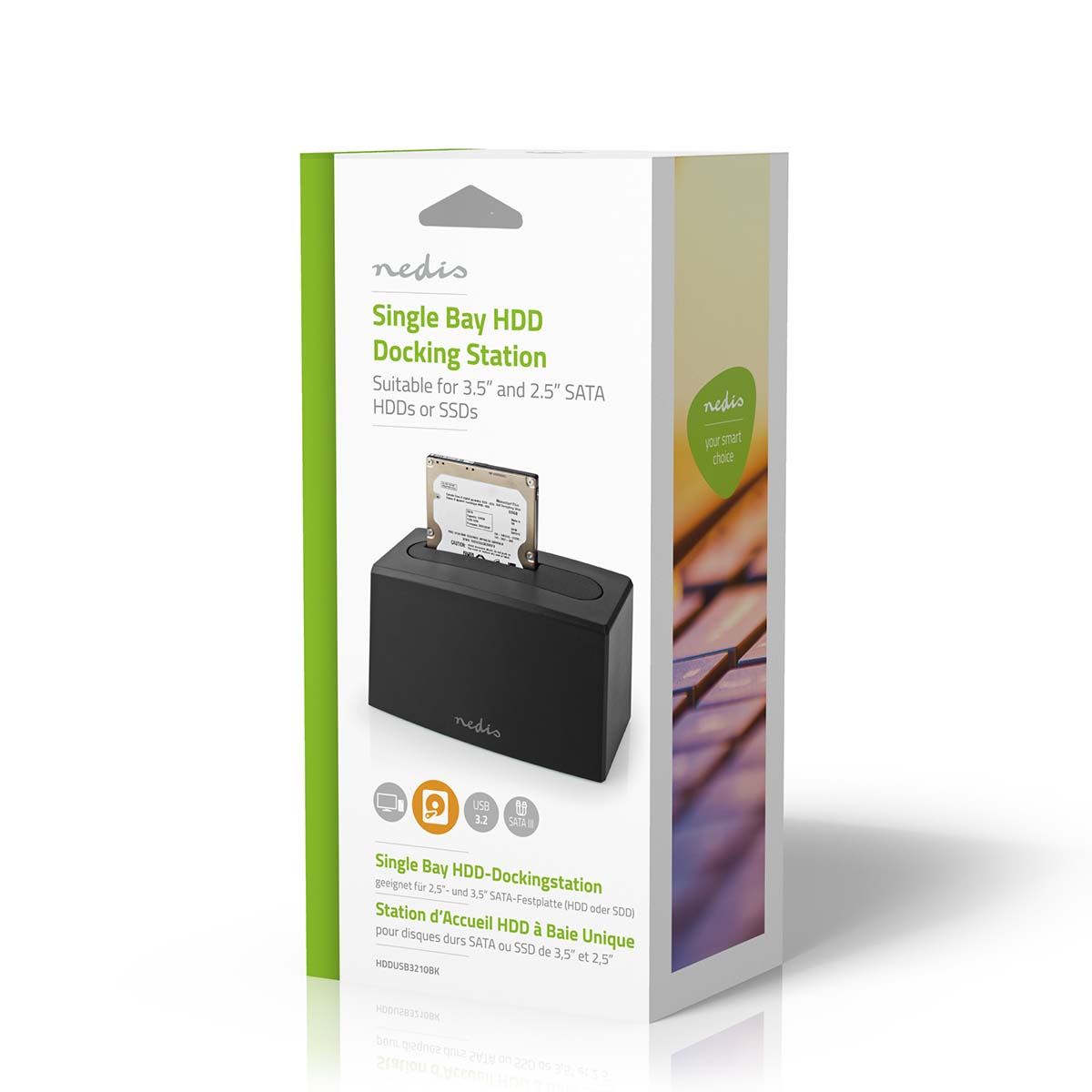 Nedis Hard Disk Docking station | USB 3.2 Gen1 | USB Type-A | 1 Disk | 2.5 / 3.5 " | USB 3.2 Gen1 | Docking | Desktop