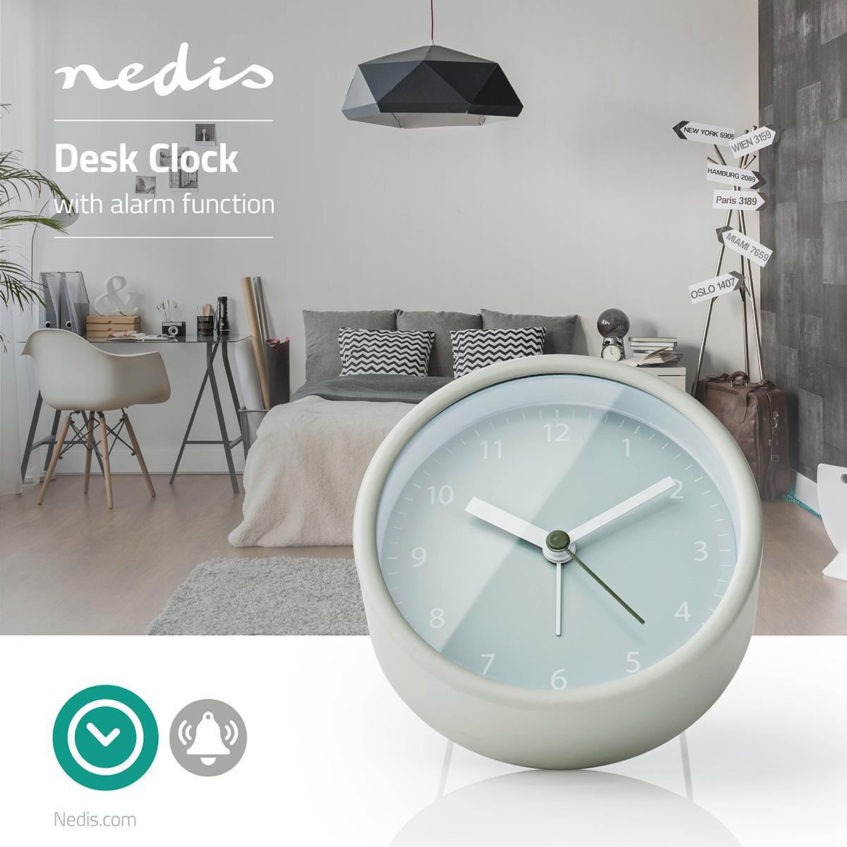 Nedis Analogue Desk Alarm Clock with Snooze function | Green
