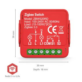 Nedis SmartLife Built-in Module | Double Switch | 2 x 100 W | Terminal Connection | App available for: Android™ / IOS