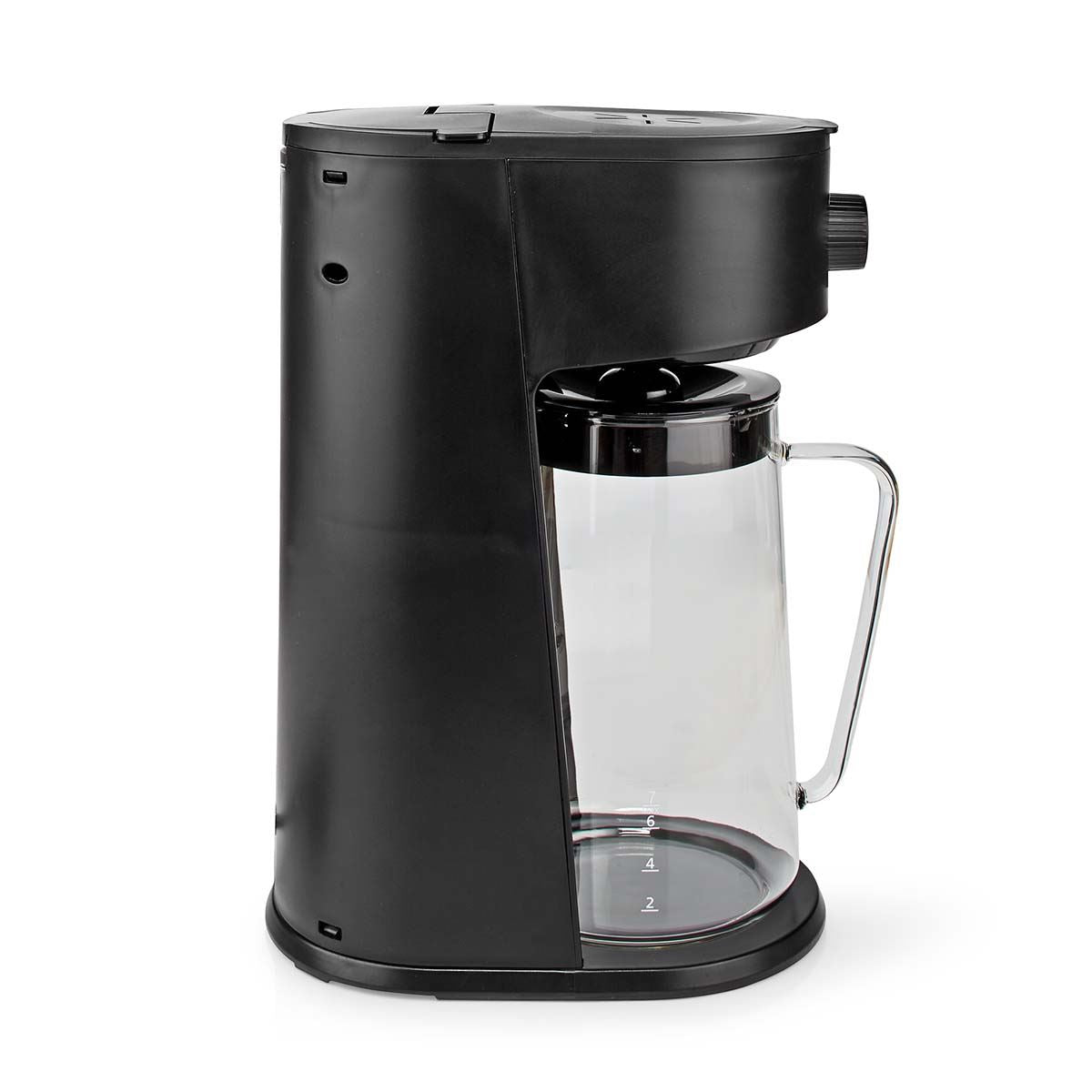 Nedis Ice Tea and Iced Coffee Maker - Hot & Cold Brewing with 2.5L Pitcher, 700W Power, Adjustable Strength Dial, Pod-Free Brewing, Dishwasher-Safe, Black