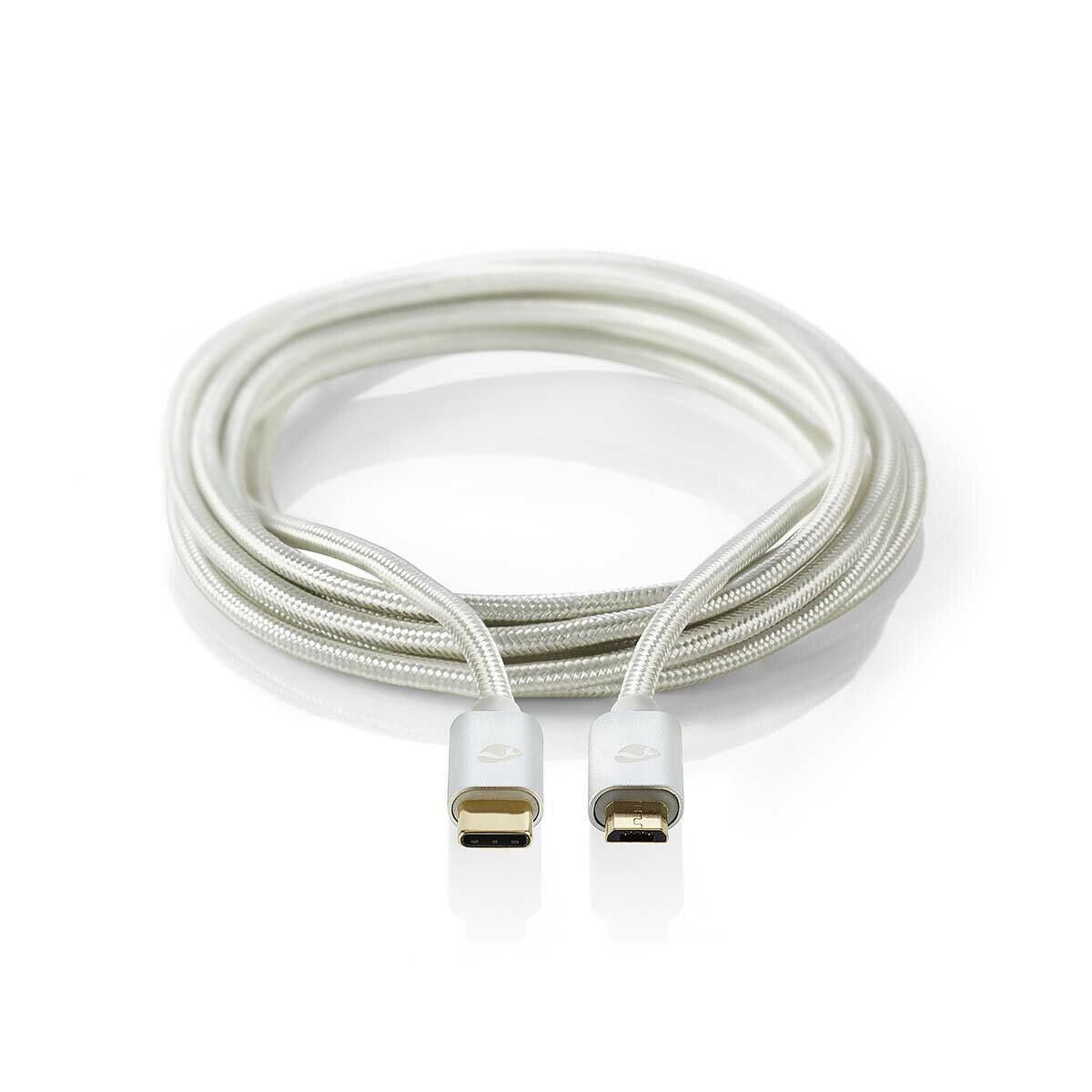 Nedis USB Cable | USB 2.0 | USB-C™ Male | USB Micro-B Male | 10 W | 480 Mbps | Gold Plated | 3.00 m | Round | Braided / Nylon | Aluminium | Cover Window Box