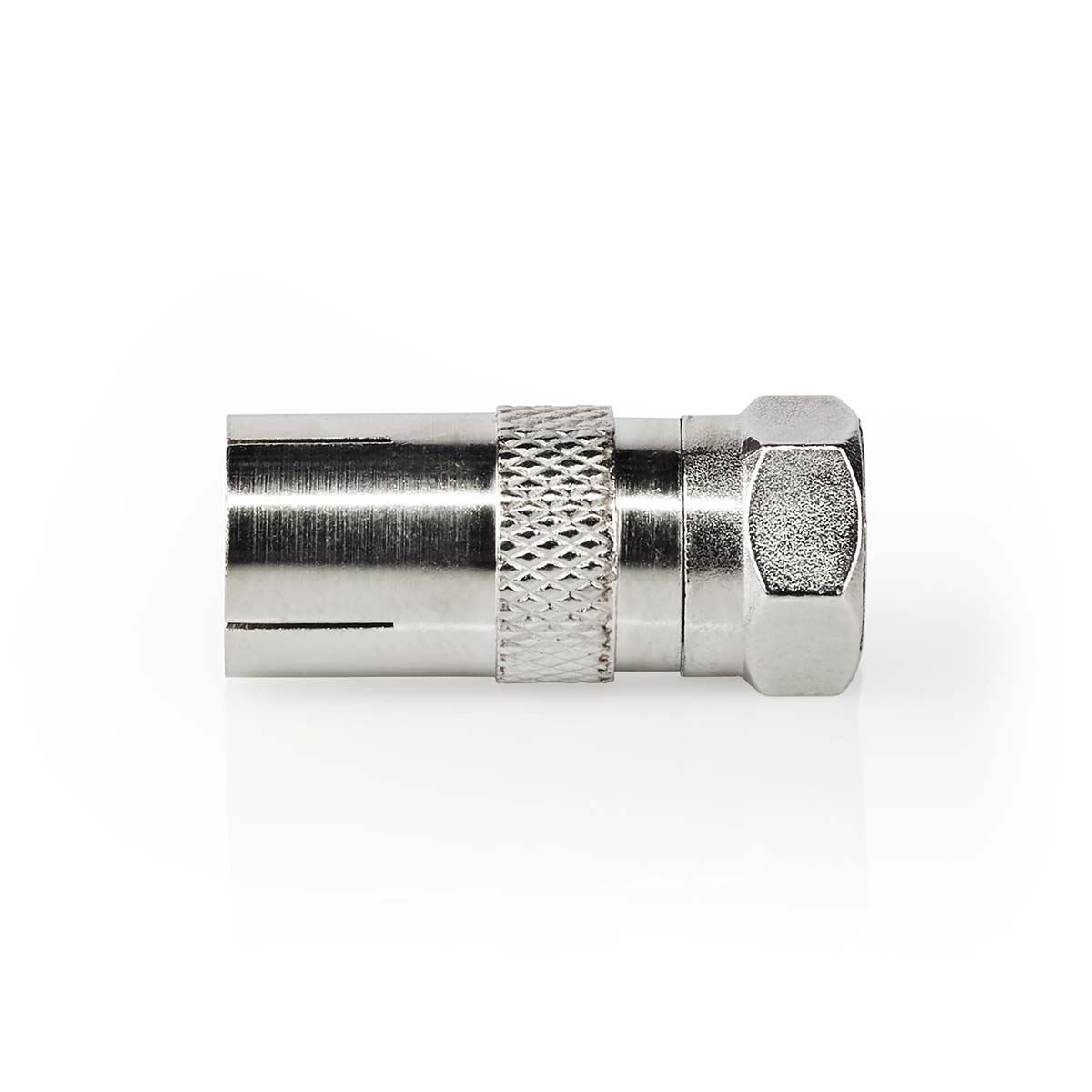 Nedis Satellite & Antenna Adapter | F Male | IEC (Coax) Female | Nickel Plated | 75 Ohm | Straight | Metal | Silver | 1 pcs | Box