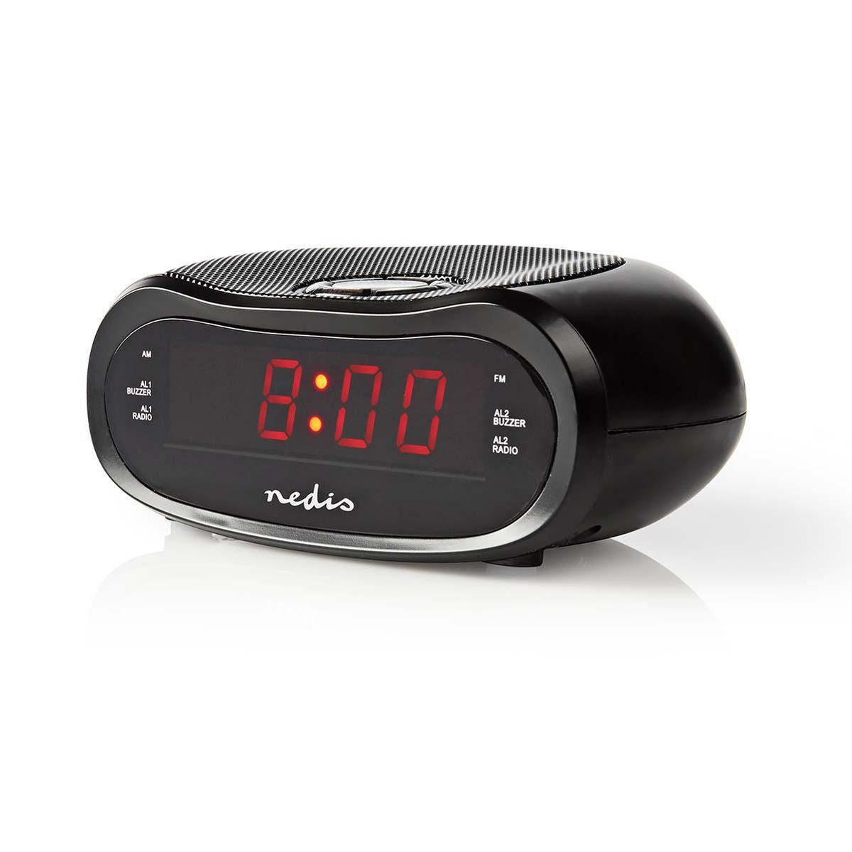 Nedis Digital Alarm Clock Radio | LED | AM / FM | Snooze function | Sleep timer | 2 Alarms | Black
