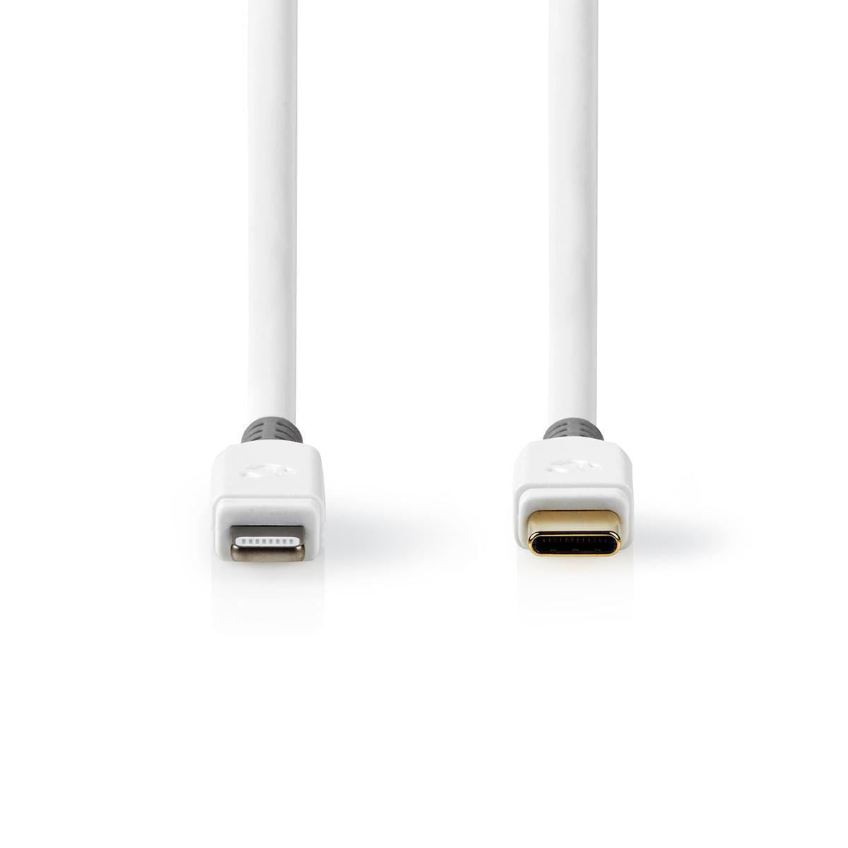 Nedis Lightning Cable | USB 2.0 | Apple Lightning 8-Pin | USB-C™ Male | 480 Mbps | Gold Plated | 1.00 m | Round | PVC | White | Box