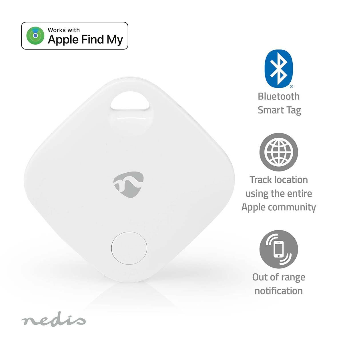 Nedis SmartLife Smart Tag GPS Tracker Finder Anti lost Alarm Bluetooth Key Dog Locator Child MFI - 1 Pack