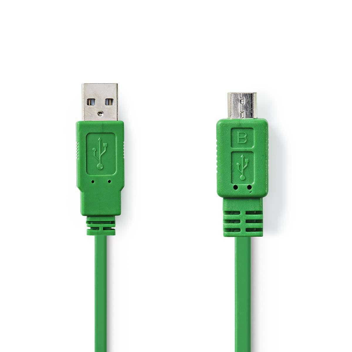 Nedis USB Cable | USB 2.0 | USB-A Male | USB Micro-B Male | 480 Mbps | Nickel Plated | 1.00 m | Flat | PVC | Green
