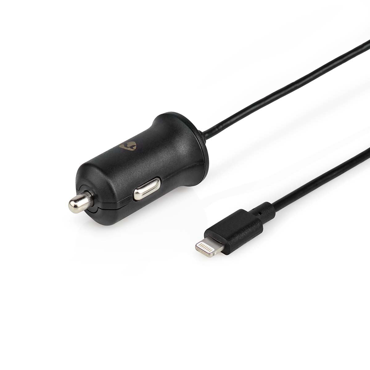 Nedis In Car Charger 2.4A Fixed Lightning Cable MFI Approved for iPhone iPad Lighting