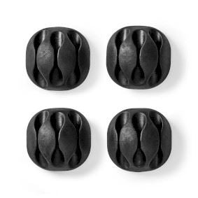 Nedis Cable Management | Cable Clip | Click and Go | 4 pcs | Number of slots: 3 Slots | Maximum cable thickness: 5.3 mm | TPE | Black