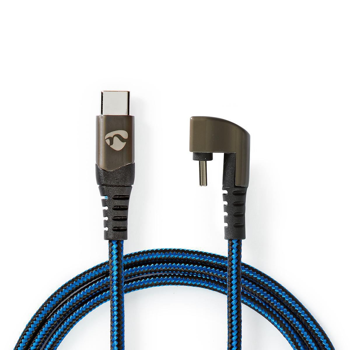 Nedis USB Cable | USB 2.0 | USB-C™ Male | USB-C™ Male | 480 Mbps | Gold Plated | 1.00 m | Round | Braided / Nylon | Black / Blue | Cover Window Box