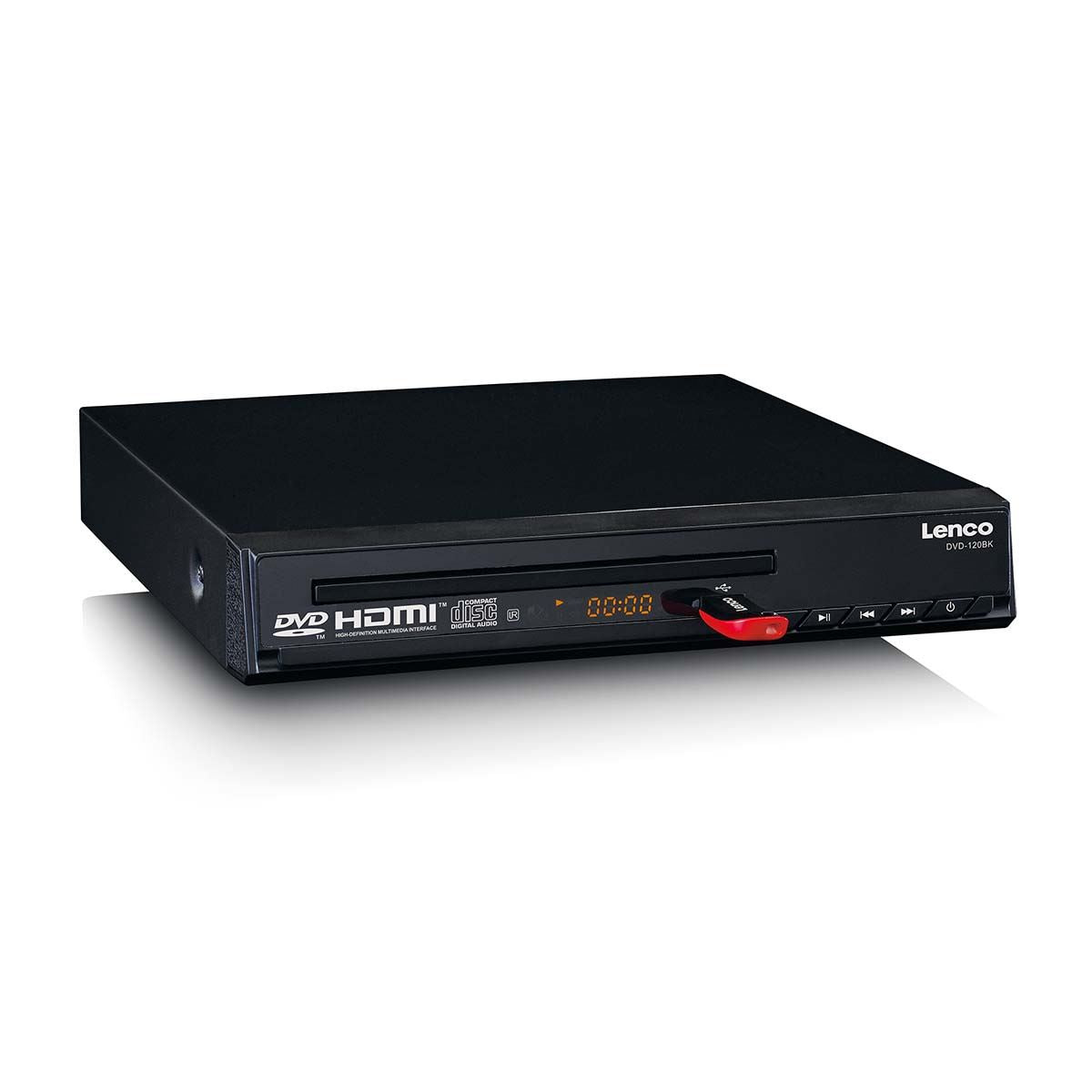 Lenco DVD-120BK Compact DVD / CD Full HD Player with USB Playback
