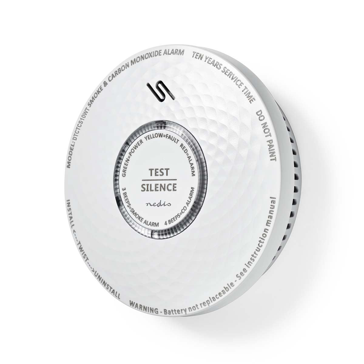 Nedis Smoke & Carbon Monoxide Alarm | Battery Powered | Battery life up to: 10 year | EN 14604 | With test button | 85 dB | ABS | White