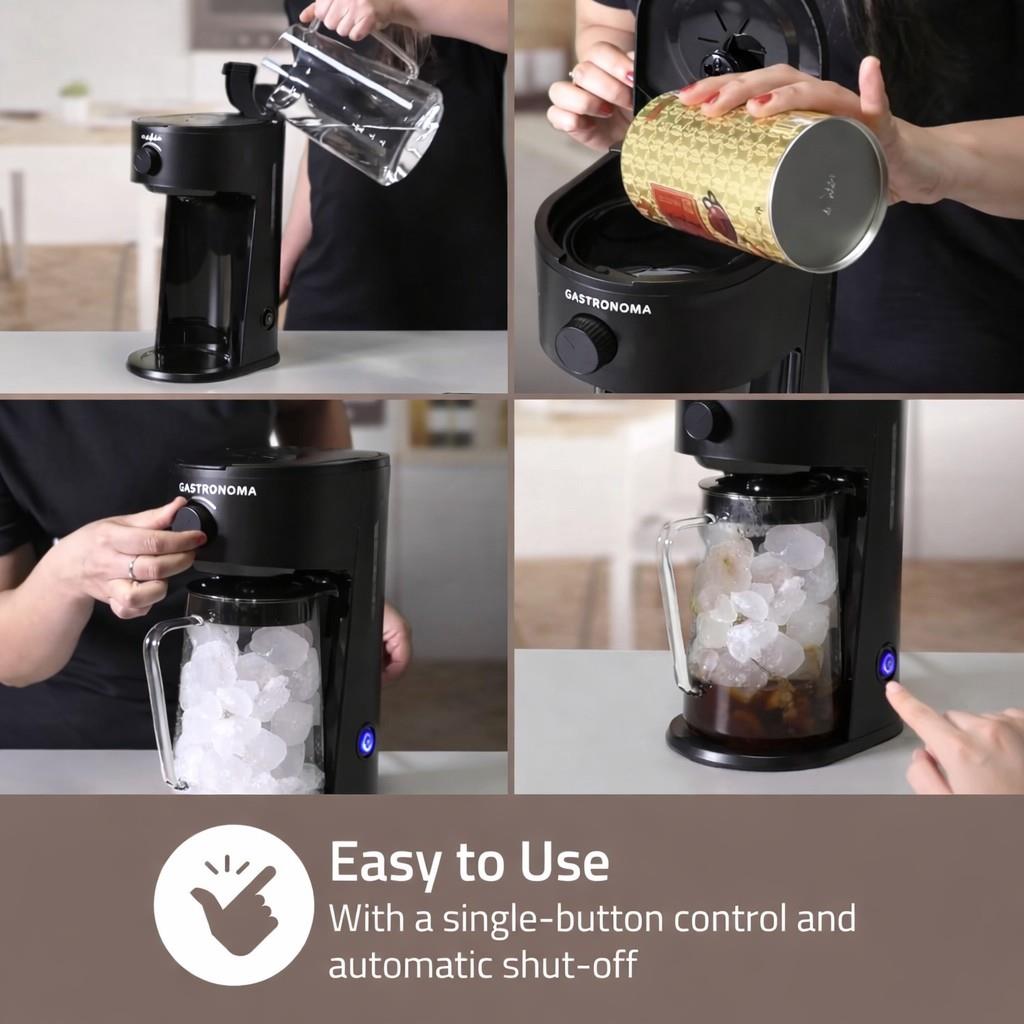 Gastronoma Ice Tea and Iced Coffee Maker - Hot & Cold Brewing with 2.5L Pitcher, 700W Power, Adjustable Strength Dial, Pod-Free Brewing, Dishwasher-Safe, Black