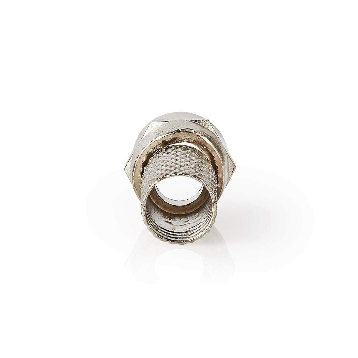 Nedis F-Connector | Straight | Male | Nickel Plated | 75 Ohm | Twist-on | Cable input diameter: 7.5 mm | Zinc Alloy | Silver | 25 pcs | Polybag