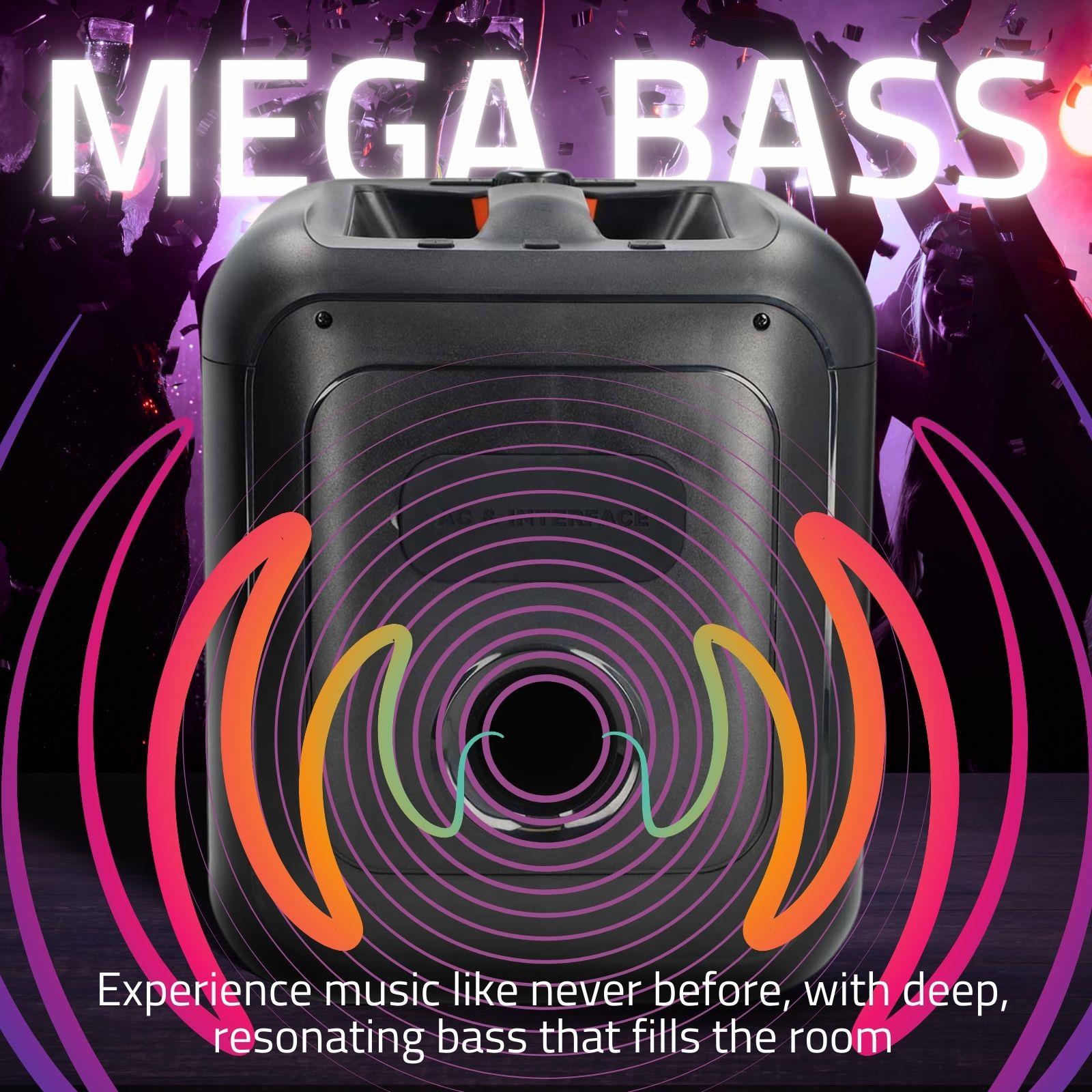 Nedis Portable Bluetooth Cube Party Speaker, 150W Peak Power, with Mega Bass, LED Lights, 5hr Playtime, TWS, AUX/USB / 6.35mm Mic Input