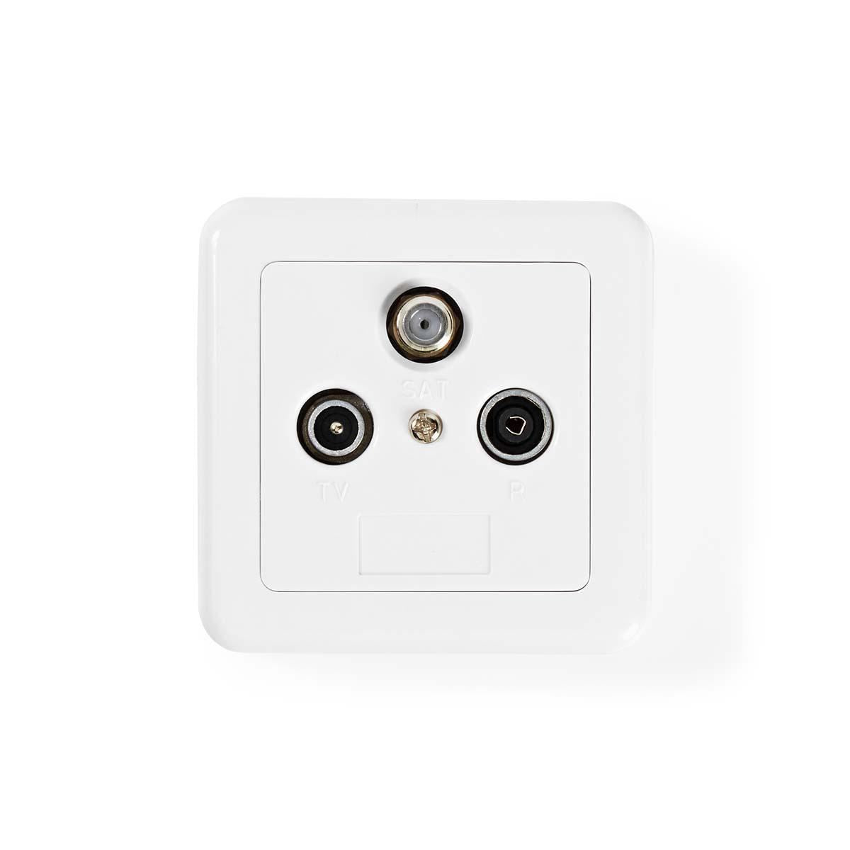 Nedis Antenna End Wall Box | 1x F-Connector Female / 1x IEC Connector Female / 1x IEC Connector Male | 75 Ohm | Return path | Silver / White