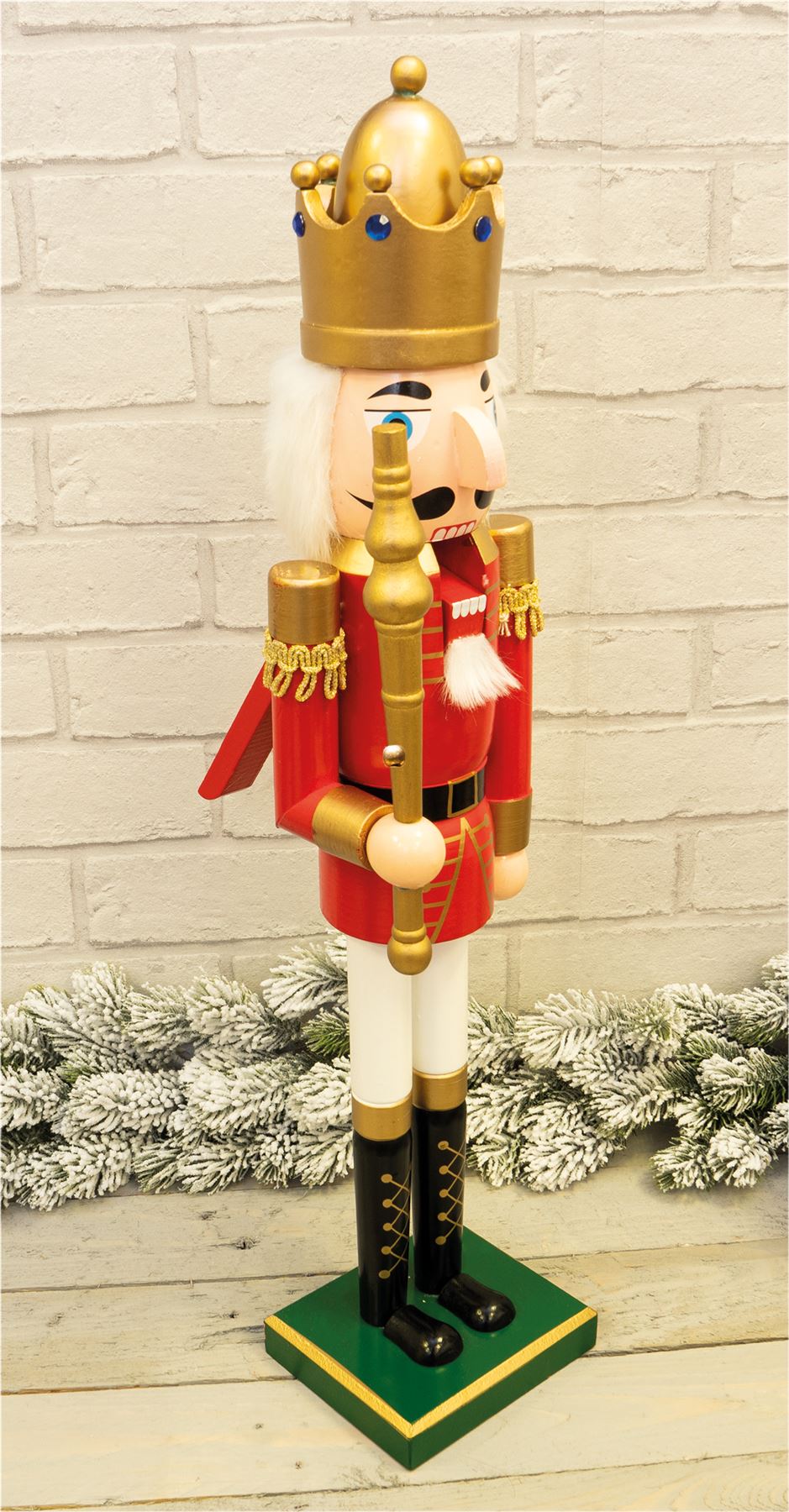 Large 60cm Traditional Christmas Nutcracker Red and Gold with Sceptre