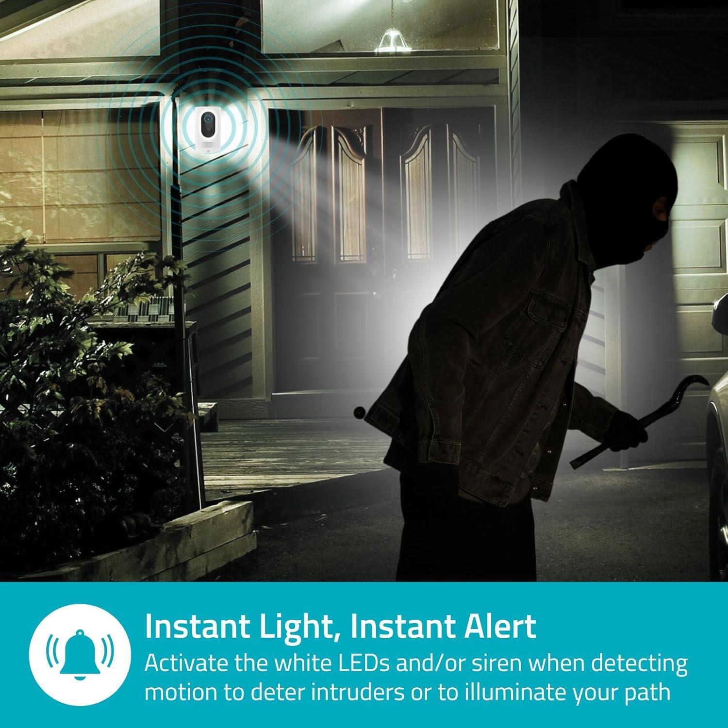 Nedis SmartLife Outdoor Camera | Spotlight | 3MP Full HD 1296p | IP65 | Max. battery life: 6 Months | Cloud Storage (optional) / microSD (not included) | 5 V DC | With motion sensor | Night vision | White