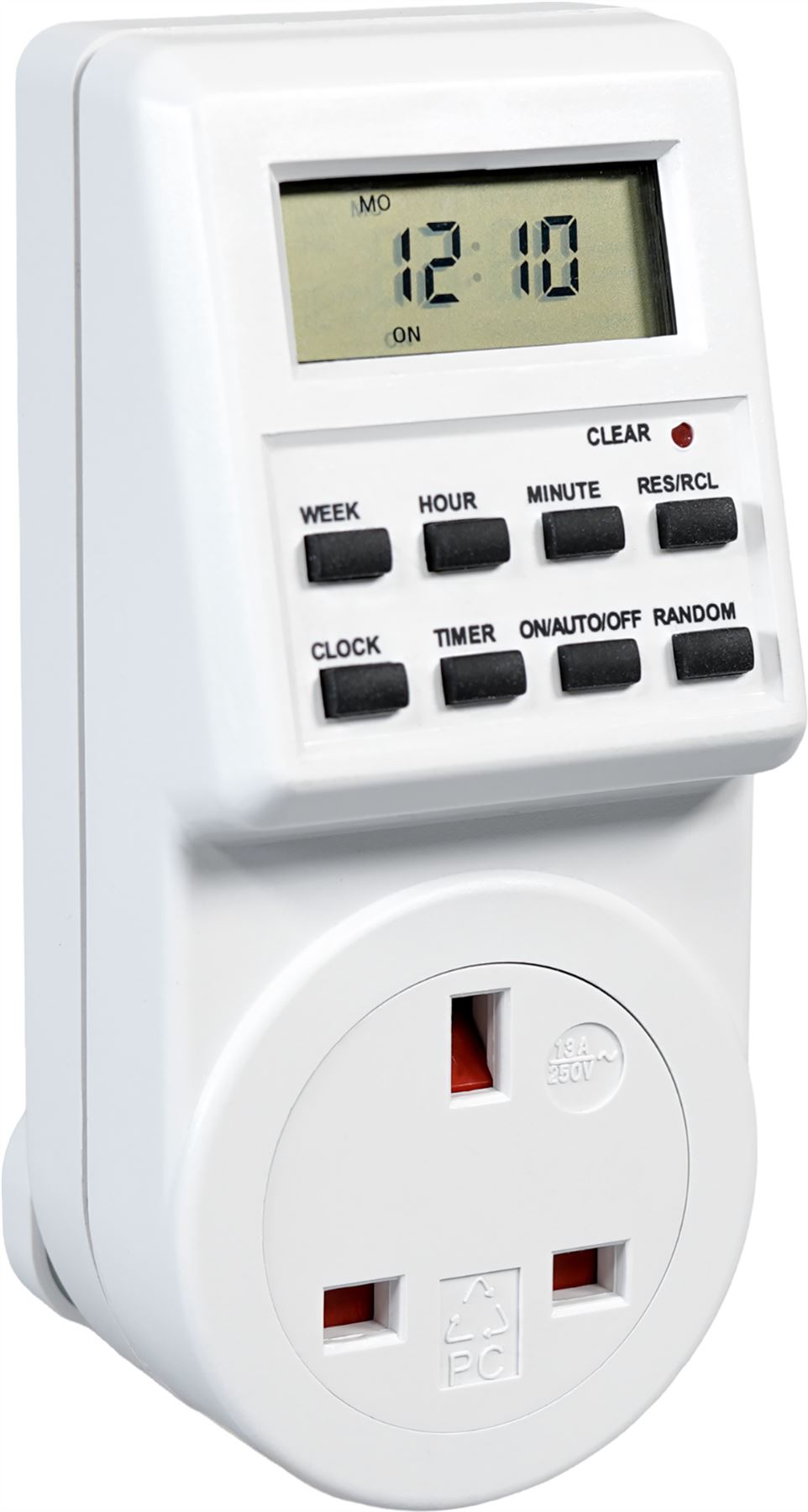 24 Hour 7 Day Energy Saving Plug In Programmable Digital Timer Switch with 10 Programmes 13A 230V