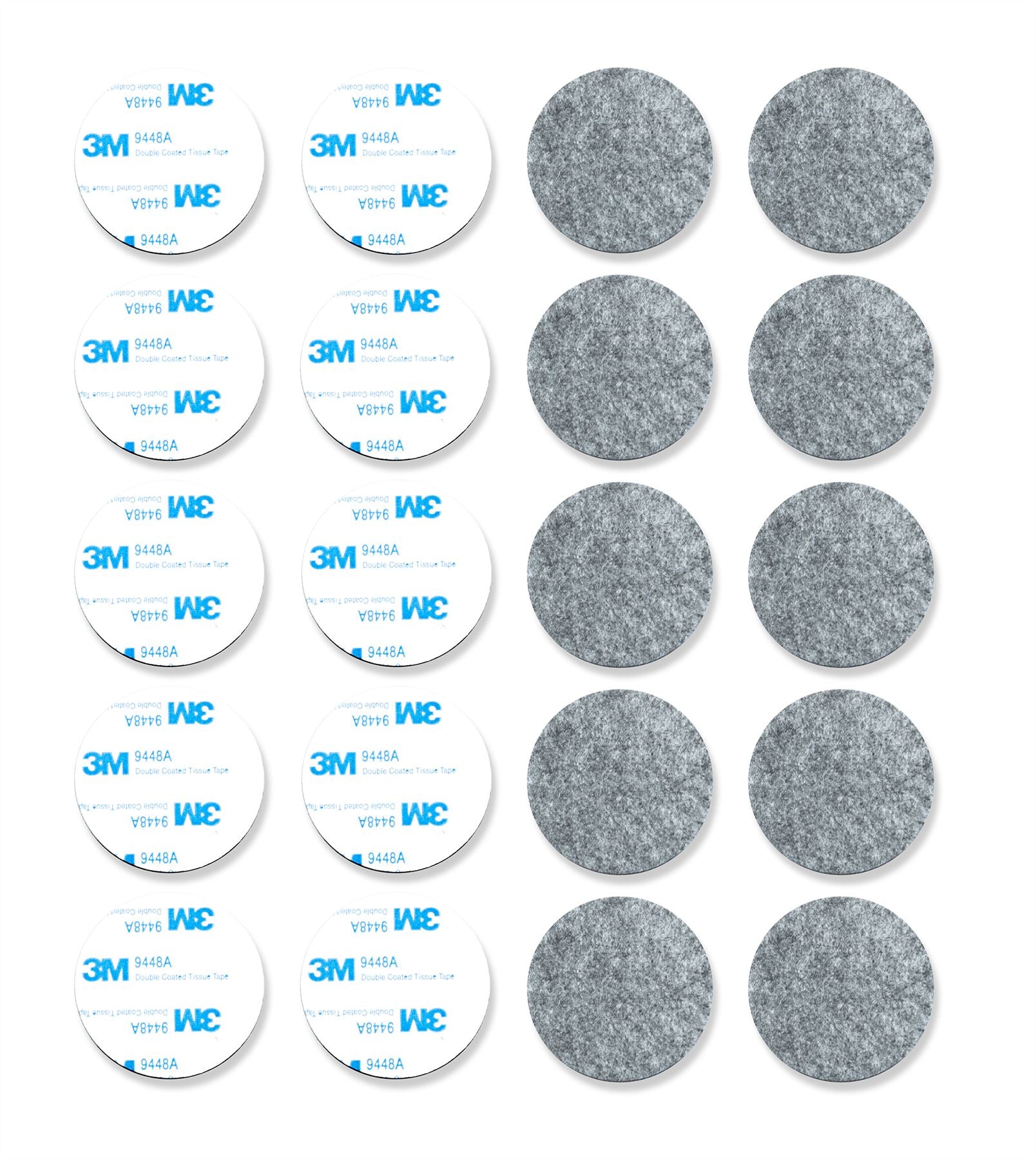 50mm 20 Pack Felt Pads Self Adhesive Grey Sticky Furniture Floor Chair Legs Protectors