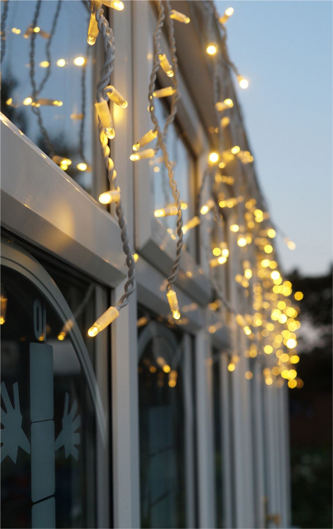 5m Easy-Connect Warm White 120 Icicle Lights White Rubber With 60/40/20cm Drop