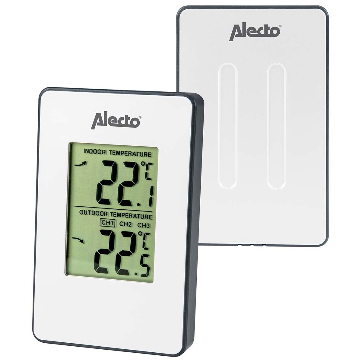 Alecto WS-1050 Weather Station - Indoor Outdoor Thermometer, Wireless Sensor, Min Max Display, Battery Powered, Wall Mountable