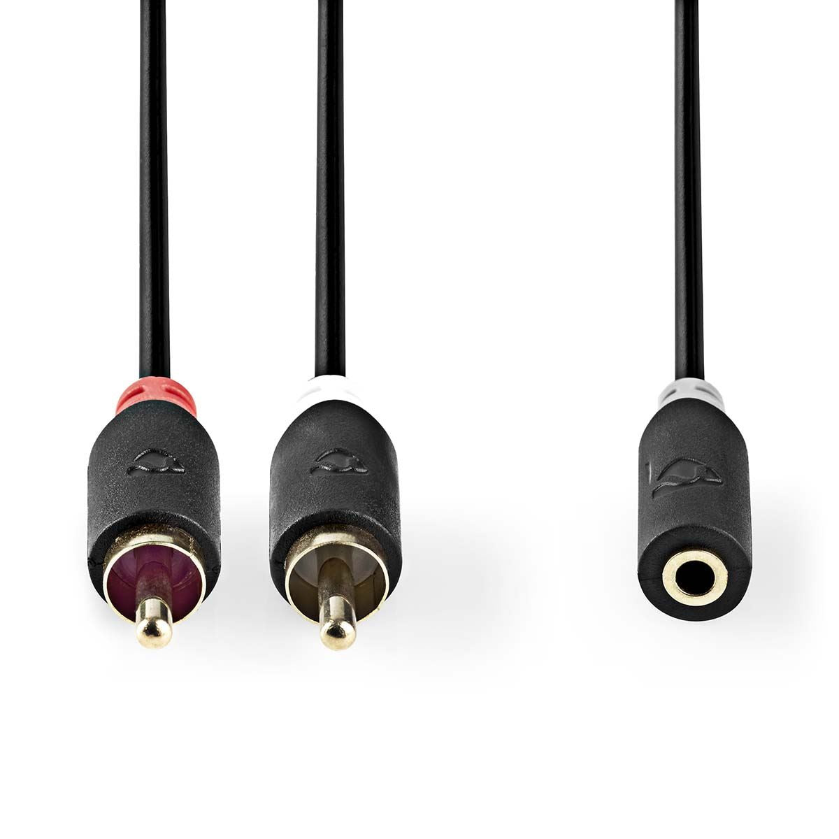 Nedis Stereo Audio Cable | 2x RCA Male | 3.5 mm Female | Gold Plated | 1.00 m | Round | Anthracite | Box