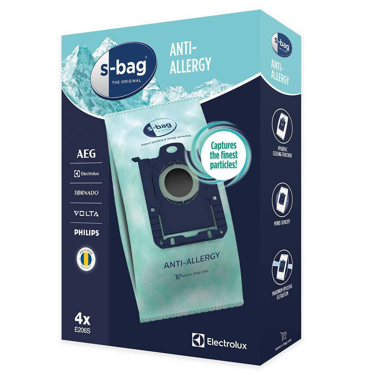 Electrolux E206S s-bag® Anti-Allergy Vacuum Cleaner Bag - 4 Pieces