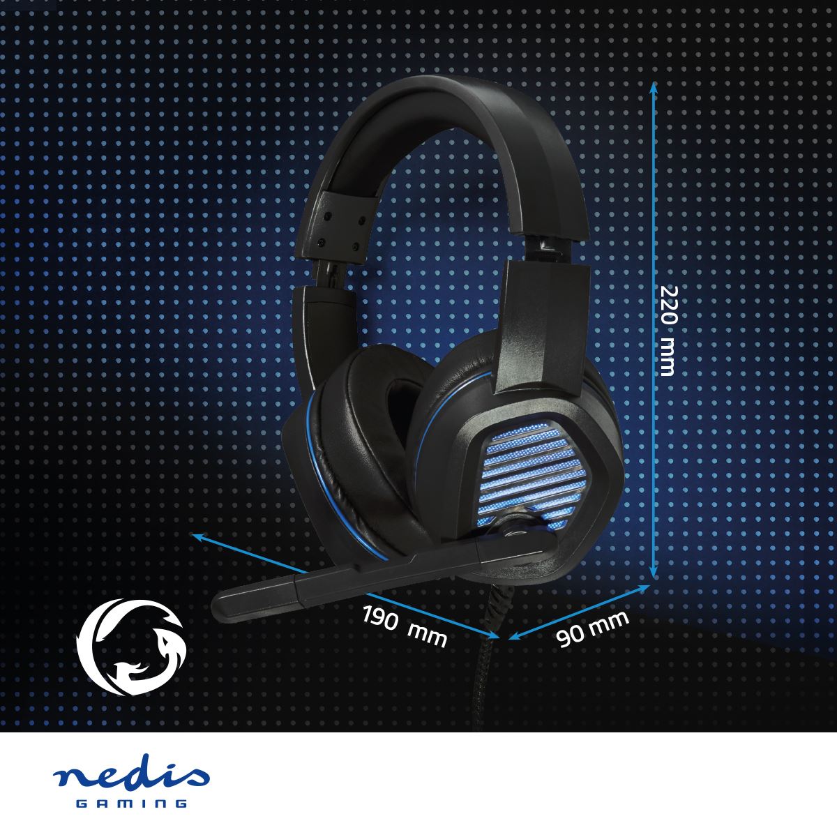 Nedis Gaming Headset | Over-Ear | Surround | USB Type-A | Fold-Away Microphone | 2.10 m | LED