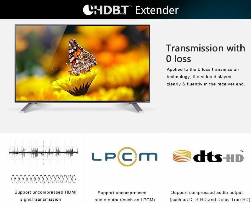 Ex-Pro AV-Pro HDMI Extender HDBaseT HDMI V2.0 70m 2Kx4KUltra HD Over Single Cat6/Cat6A/Cat7 PoE HDCP2.2 with IR Control