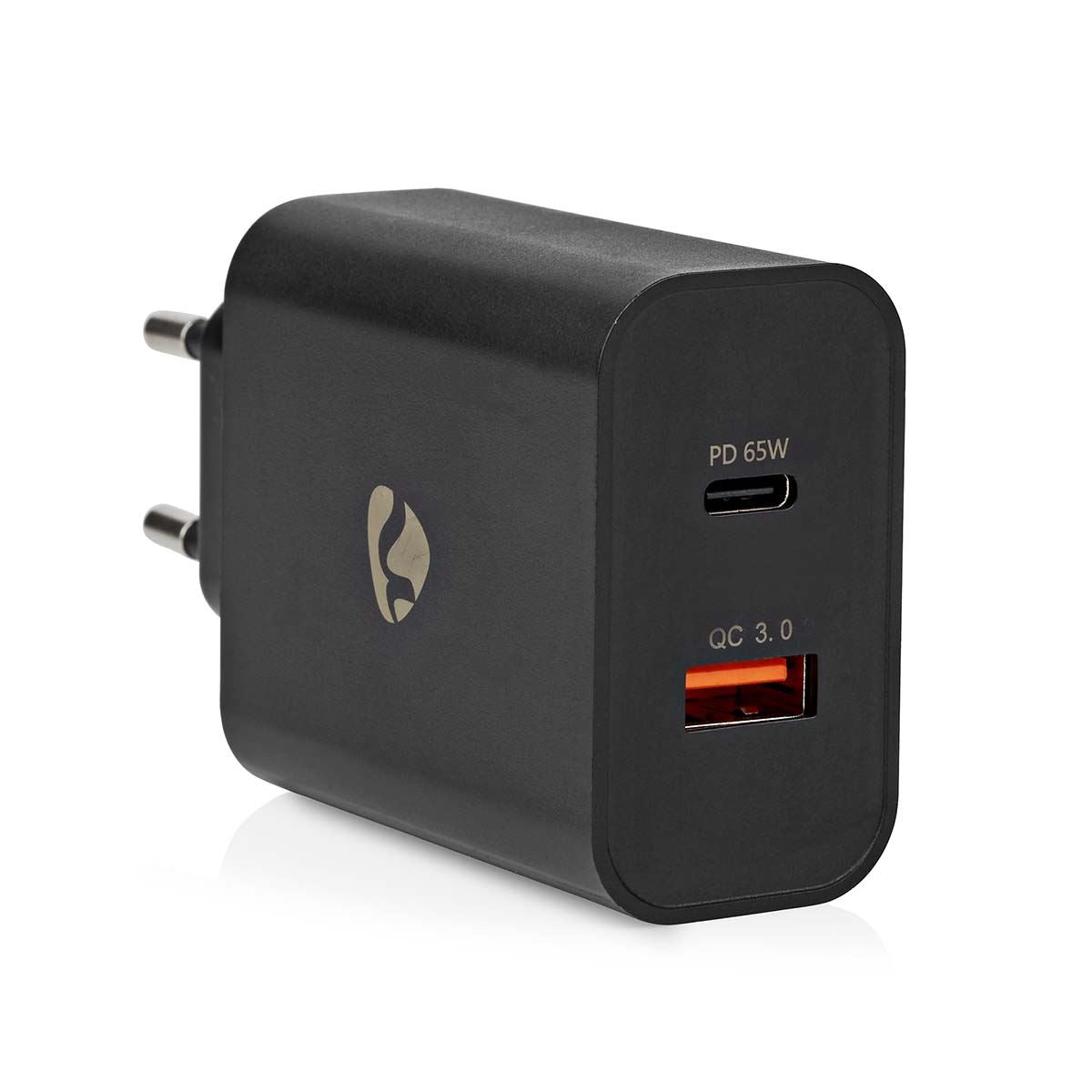 Nedis EU Euro Travel Wall Charger| 65 W | Quick charge feature | 2.0 / 2.25 / 3.25 A | Number of outputs: 2 | USB-A / USB-C™ | Automatic Voltage Selection | Black